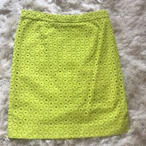 J.crew neon yellow green eyelet no.2 pencil skirt